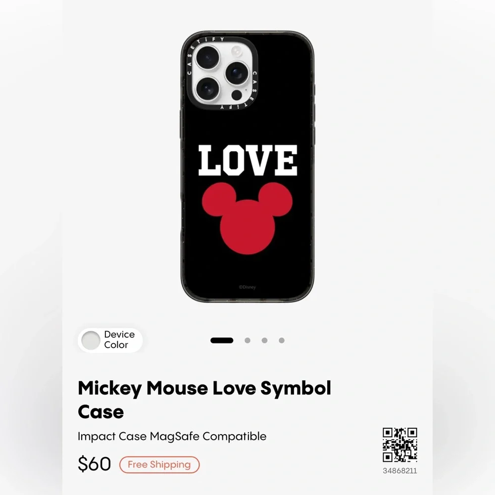 NWT Casetify Mickey Mouse Love Symbol Google Pixel 10 Pro Phone Case CC